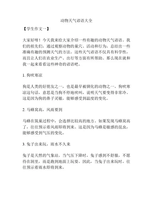 动物天气谚语大全