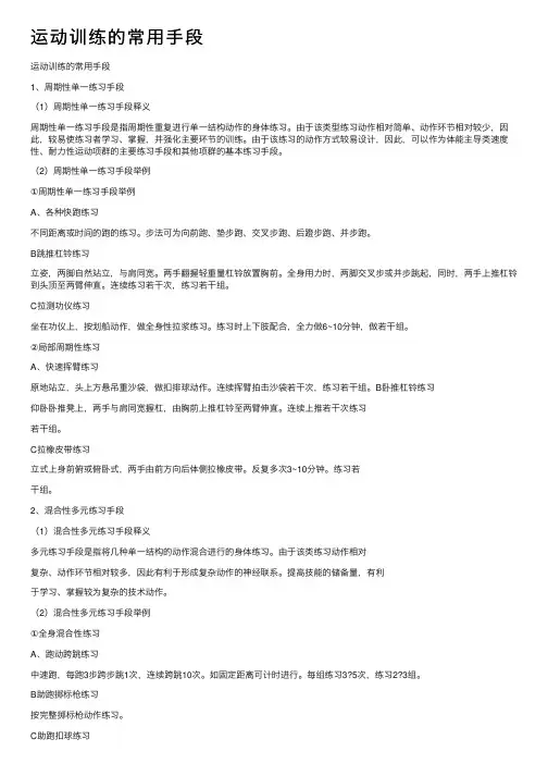运动训练的常用手段