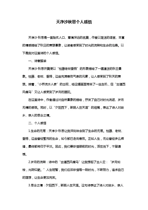 天净沙秋思个人感悟