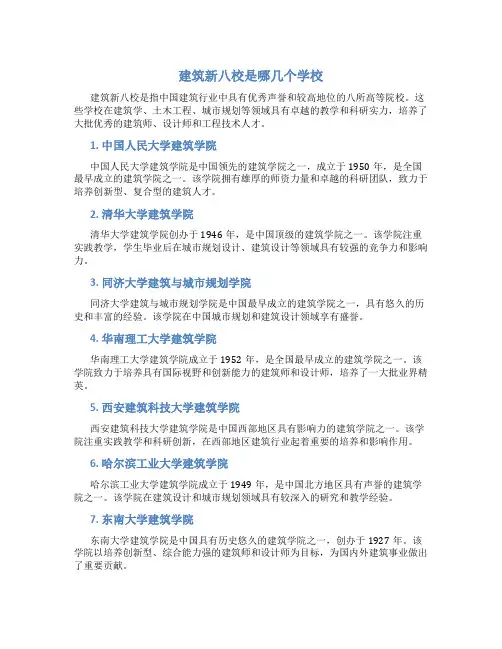 建筑新八校是哪几个学校