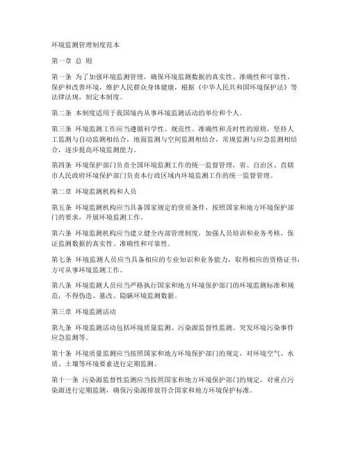 环境监测管理制度范本