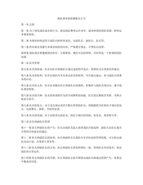 战队规章制度模板怎么写