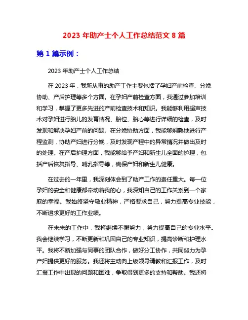 2023年助产士个人工作总结范文8篇