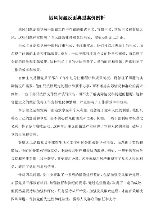 四风问题反面典型案例剖析