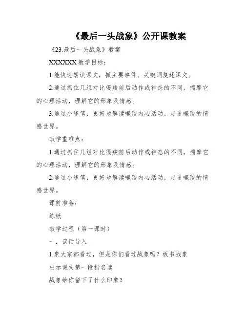 《最后一头战象》公开课教案