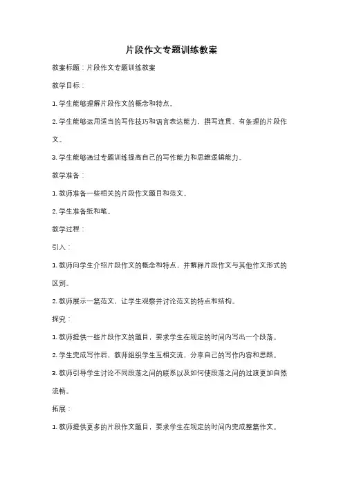 片段作文专题训练教案