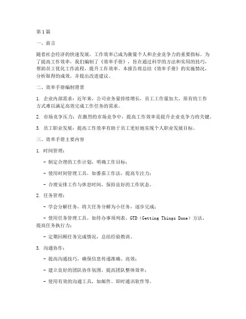 效率手册_总结报告范文(3篇)