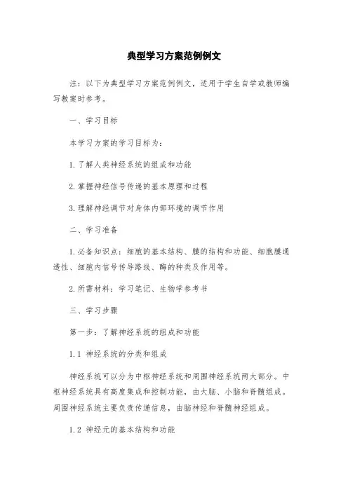 典型学习方案范例例文