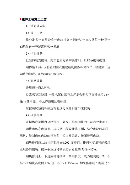 砌体工程施工工艺