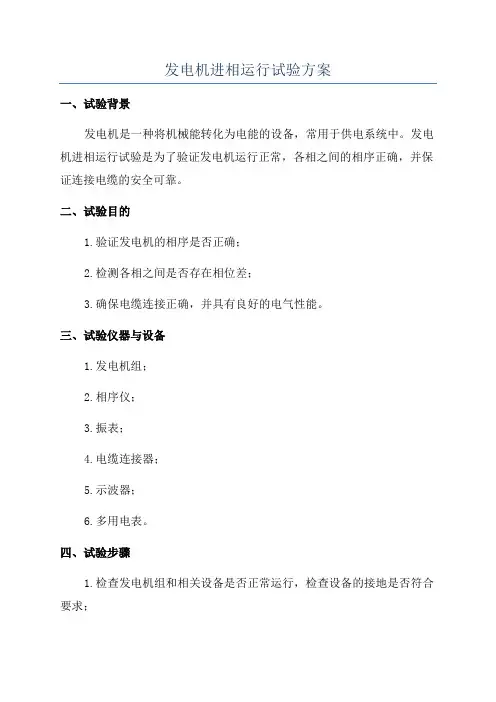 发电机进相运行试验方案