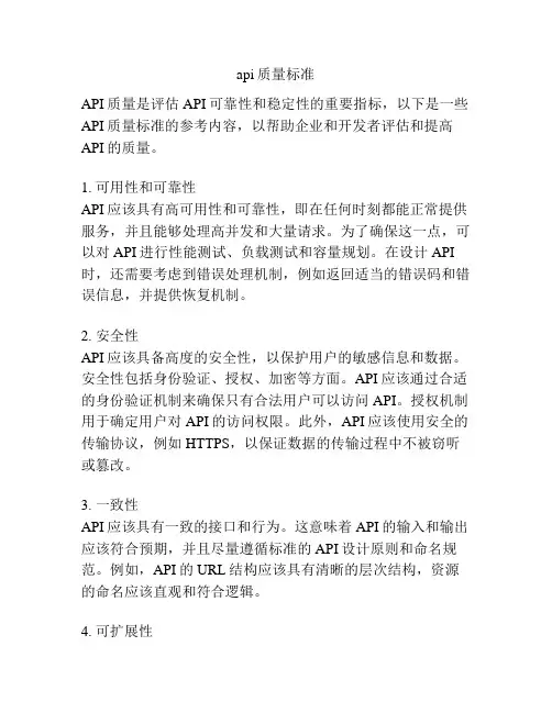 api质量标准