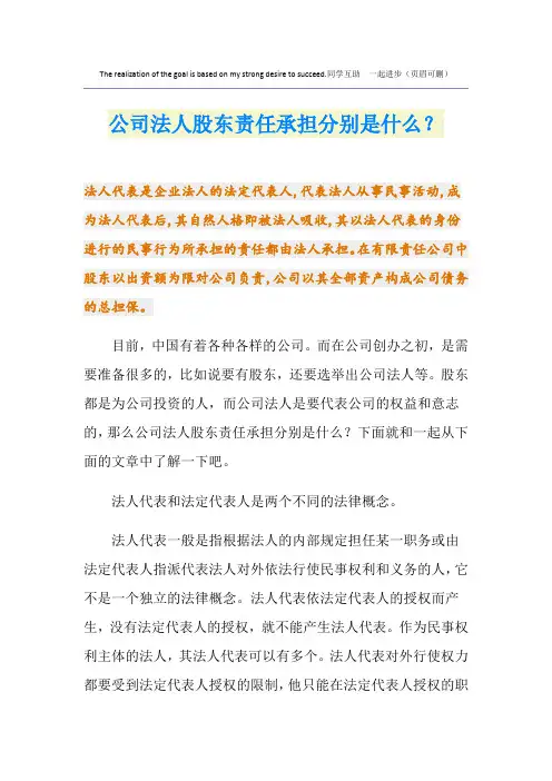 公司法人股东责任承担分别是什么？