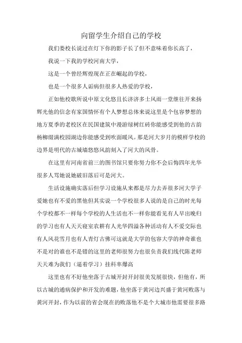 向留学生介绍自己的学校
