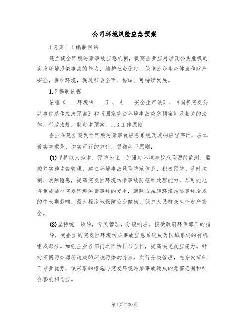 公司环境风险应急预案(五篇)
