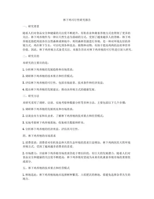 林下鸡可行性研究报告
