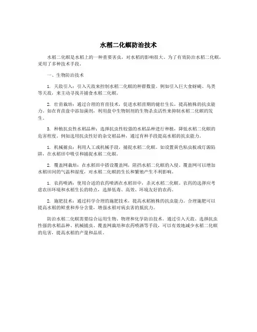 水稻二化螟防治技术