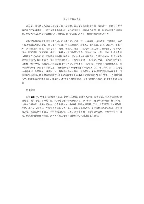 麻辣烫起源和发展
