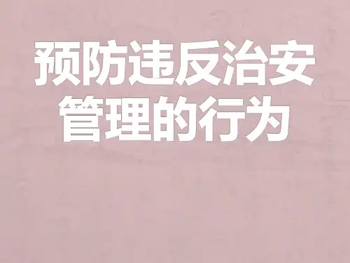 预防违反治安管理PPT课件