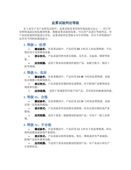 盐雾试验判定等级