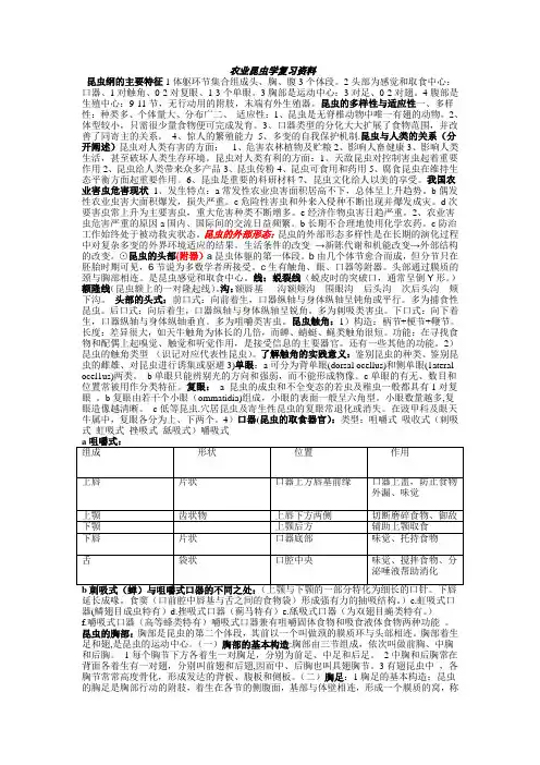 农业昆虫学复习资料