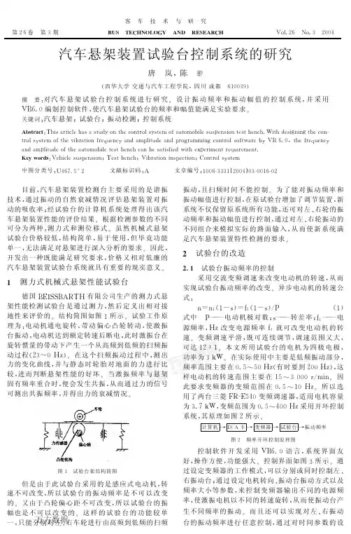 汽车悬架装置试验台控制系统的研究