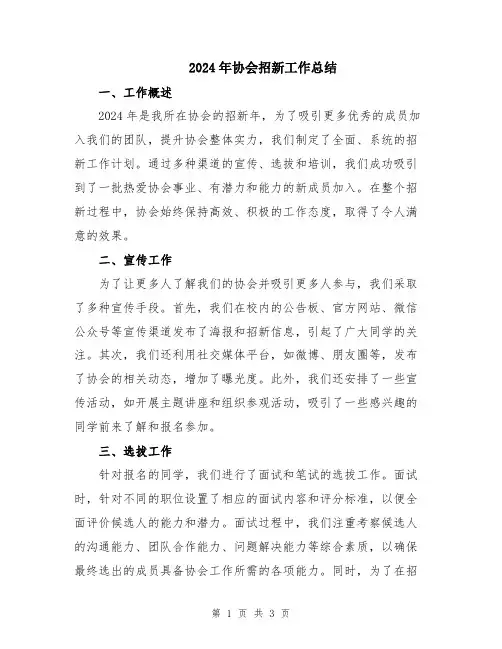 2024年协会招新工作总结
