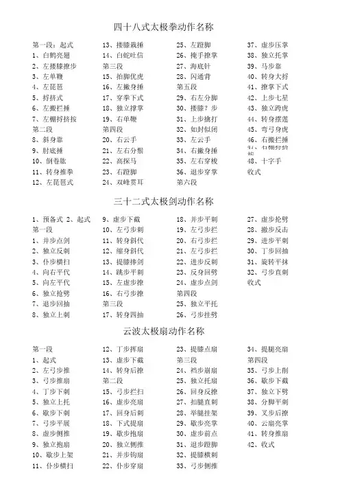 云波太极扇动作名称