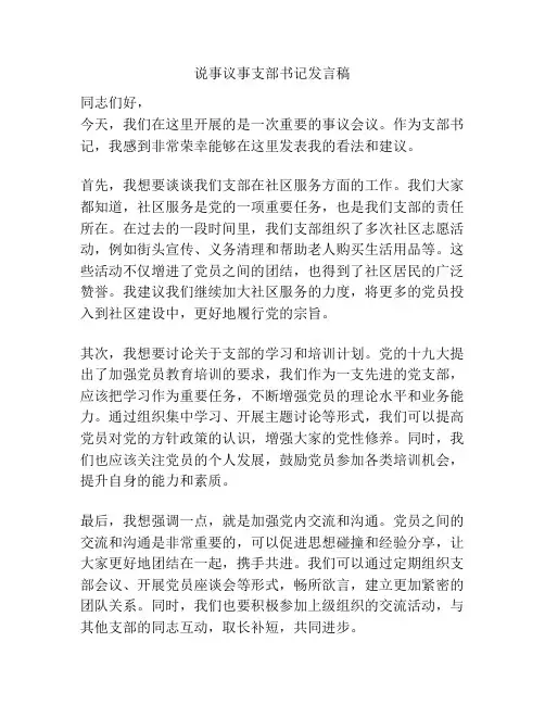 说事议事支部书记发言稿