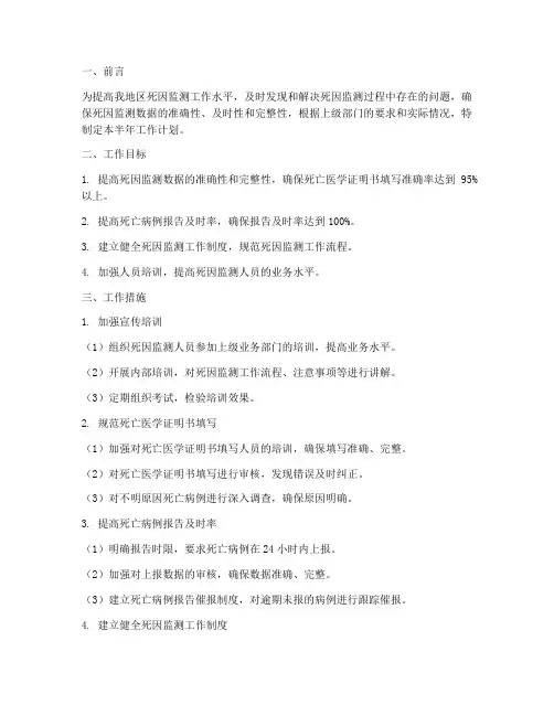 死因监测半年工作计划