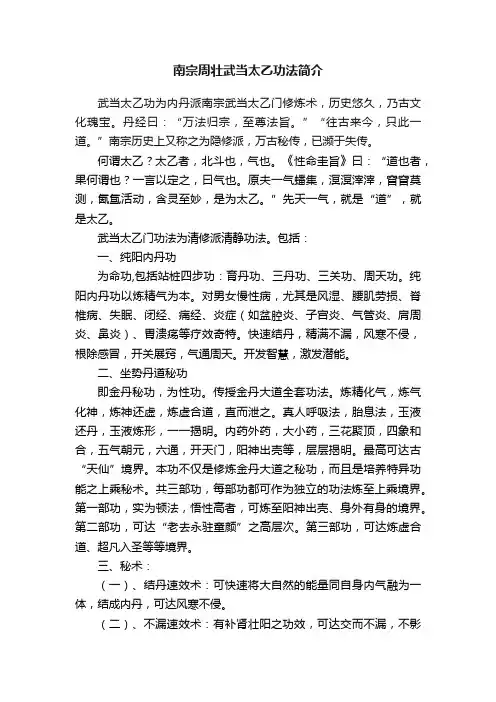 南宗周壮武当太乙功法简介