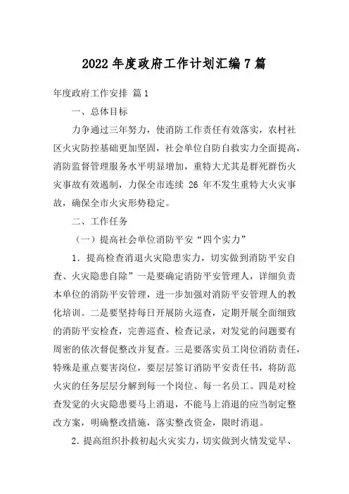 2022年度政府工作计划汇编7篇