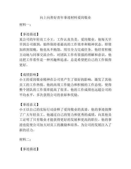向上向善好青年事迹材料爱岗敬业