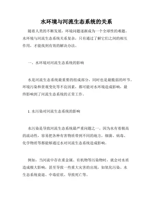 水环境与河流生态系统的关系
