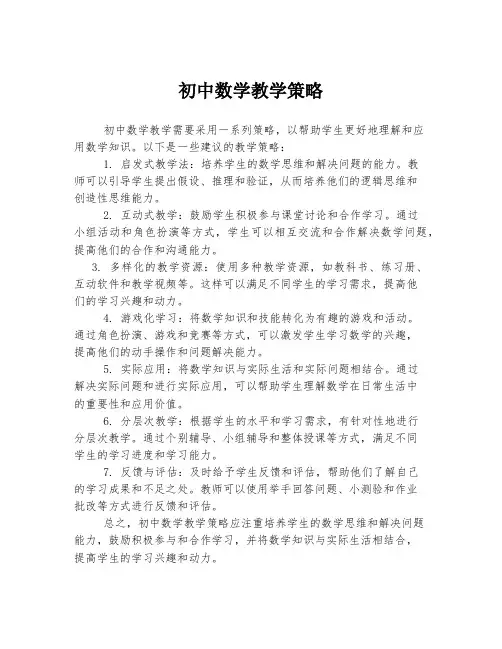 初中数学教学策略