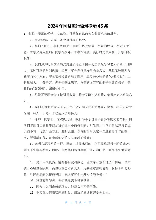 2024年网络流行语录摘录45条