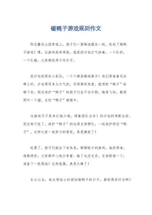 砸鸭子游戏规则作文