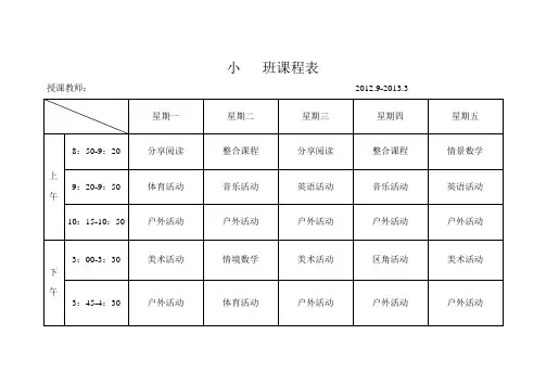 幼儿园教学活动、一日活动安排表(样表)