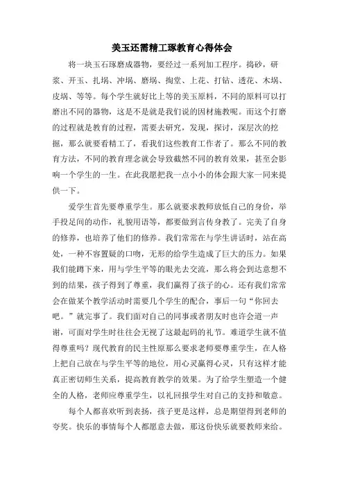 美玉还需精工琢教育心得体会
