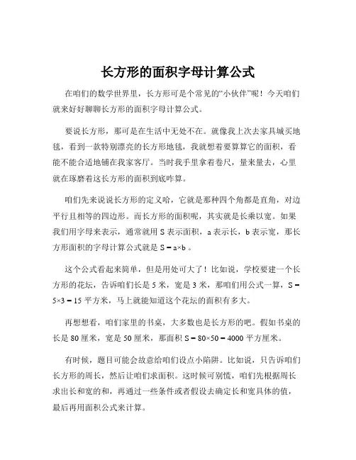 长方形的面积字母计算公式
