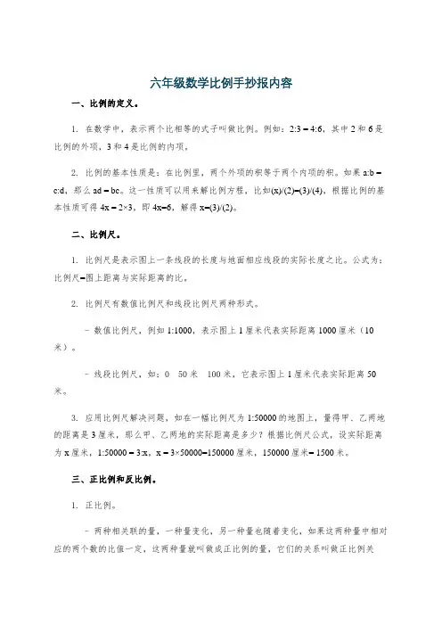 六年级数学比例手抄报内容