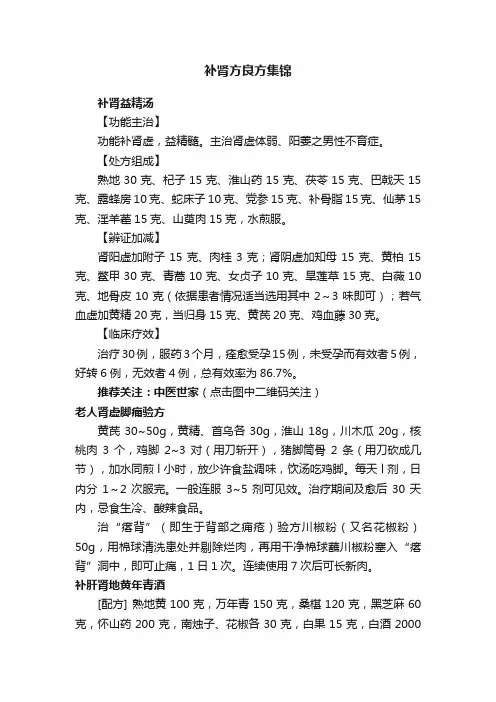 补肾方良方集锦