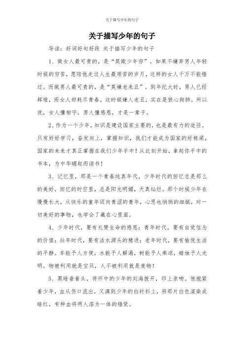 关于描写少年的句子