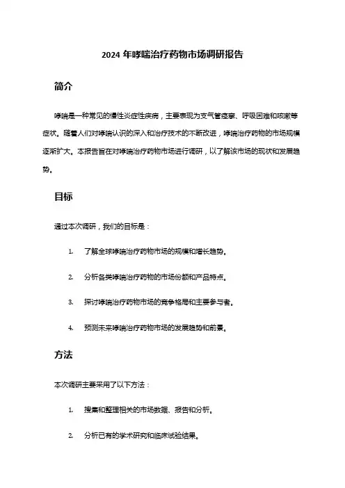 2024年哮喘治疗药物市场调研报告
