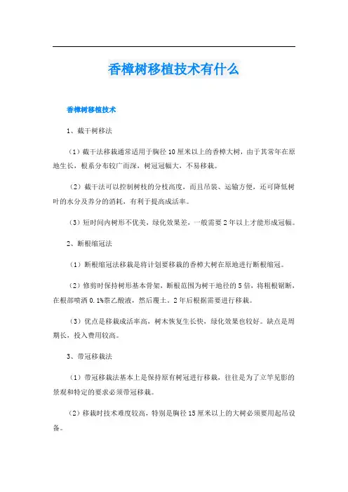 香樟树移植技术有什么