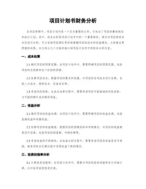 项目计划书财务分析