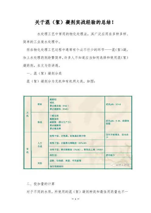 关于混(絮)凝剂实战经验的总结!
