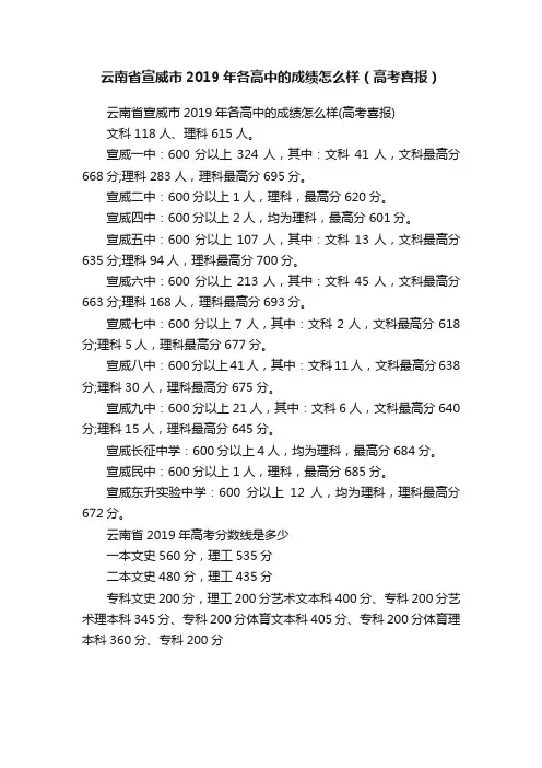 云南省宣威市2019年各高中的成绩怎么样（高考喜报）