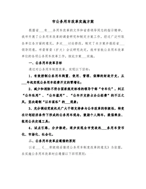 市公务用车改革实施方案(二篇)