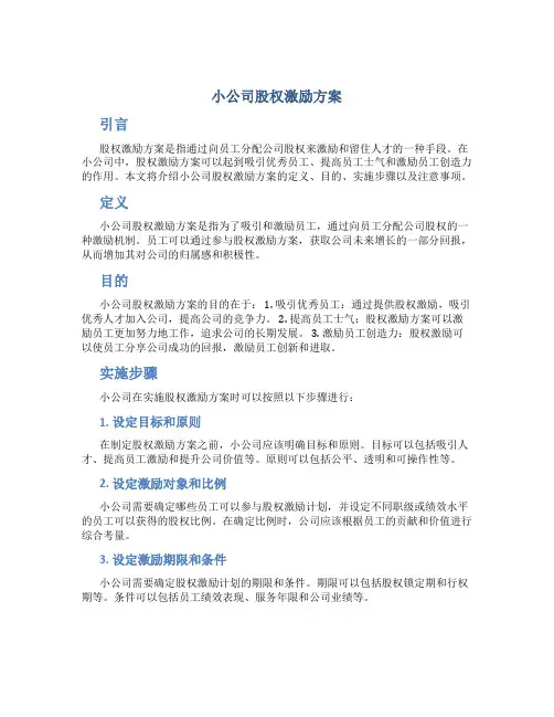 小公司股权激励方案