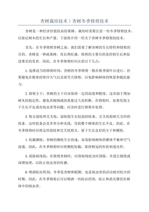 杏树栽培技术｜杏树冬季修剪技术
